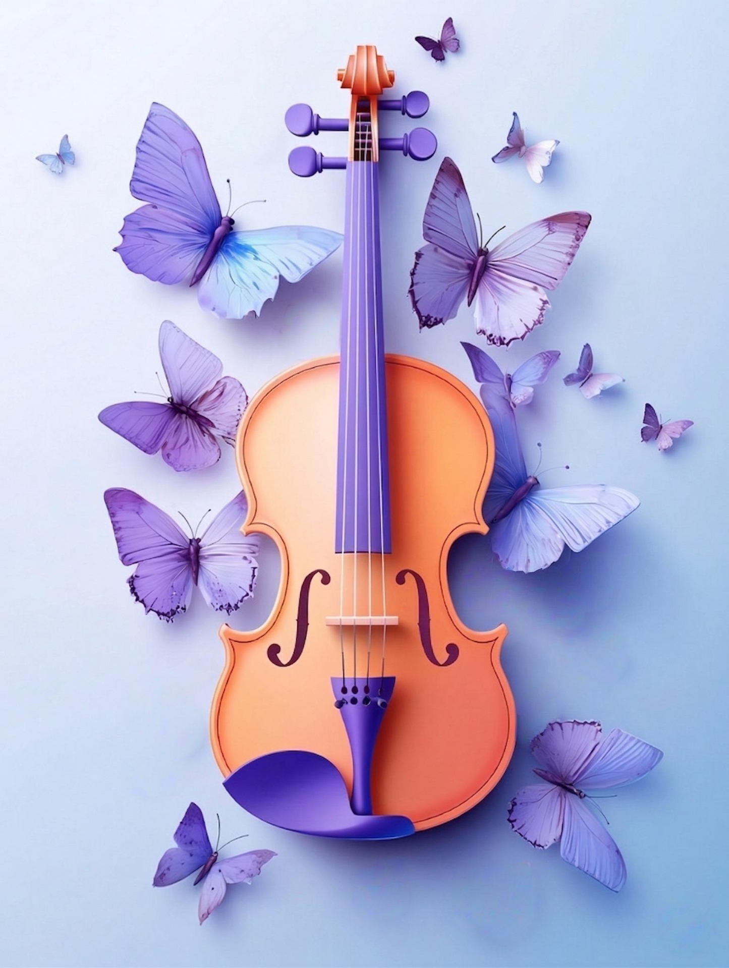 Purple Butterfly Violin Diamond Art Kit