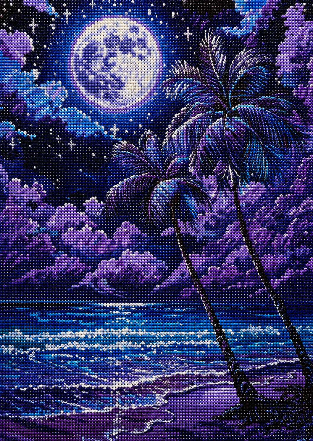 Purple Clouded Beach Moon Diamond Art Kit — diamond art kit canvas