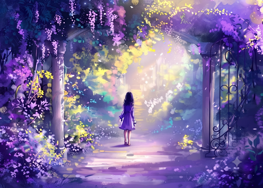 Purple Dress And Purple Flowers Diamond Art Kit