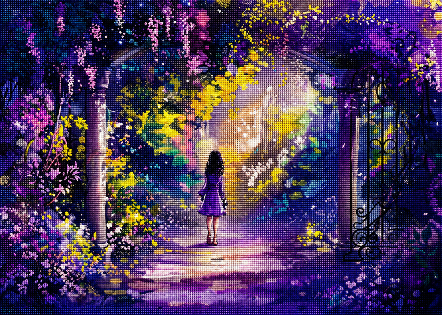 Purple Dress And Purple Flowers Diamond Art Kit