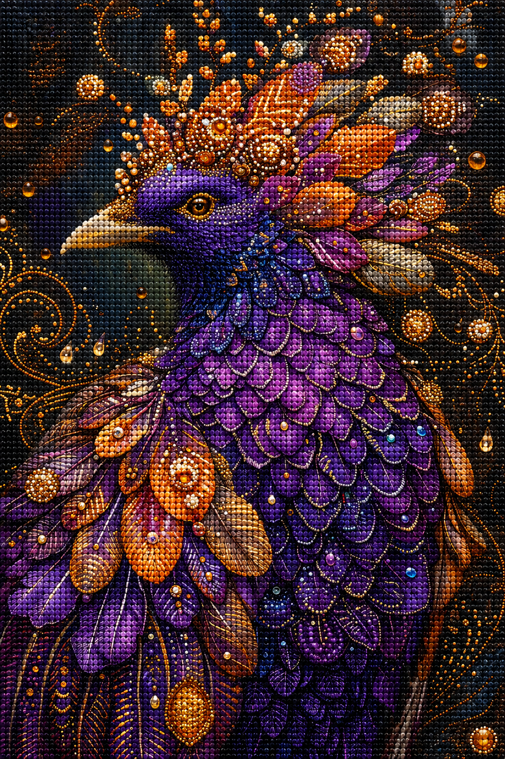 Purple Feather Bird Diamond Art Kit