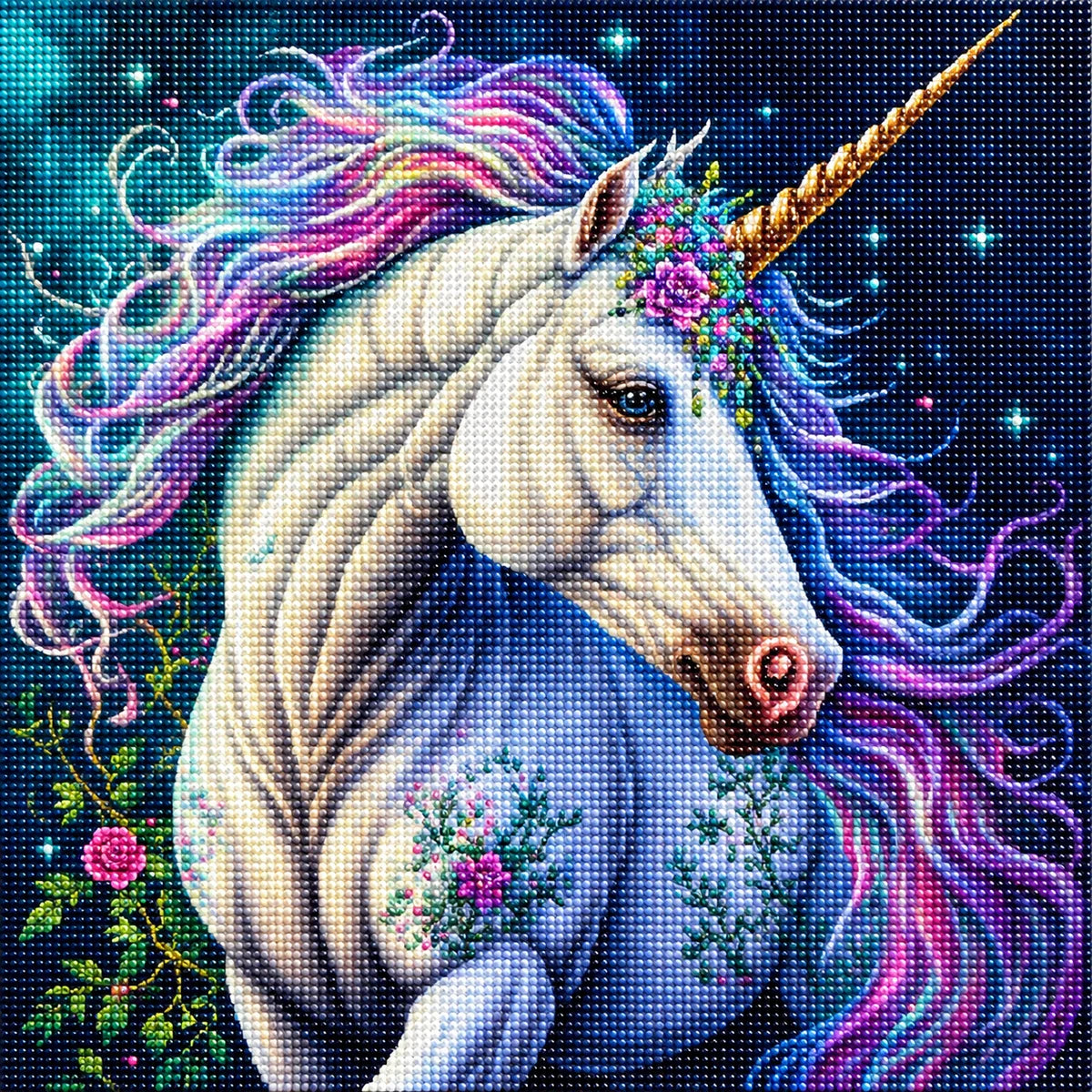Purple Flower Unicorn Diamond Art Kit