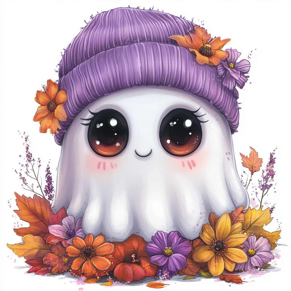 Purple Hat Cute Ghost Diamond Art Kit