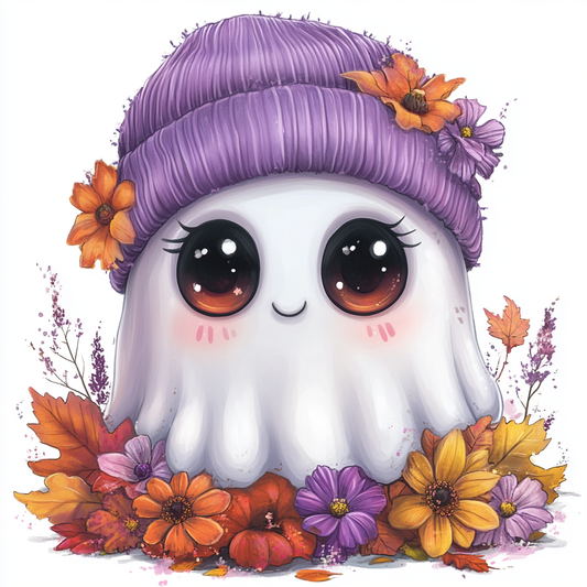 Purple Hat Cute Ghost Diamond Art Kit