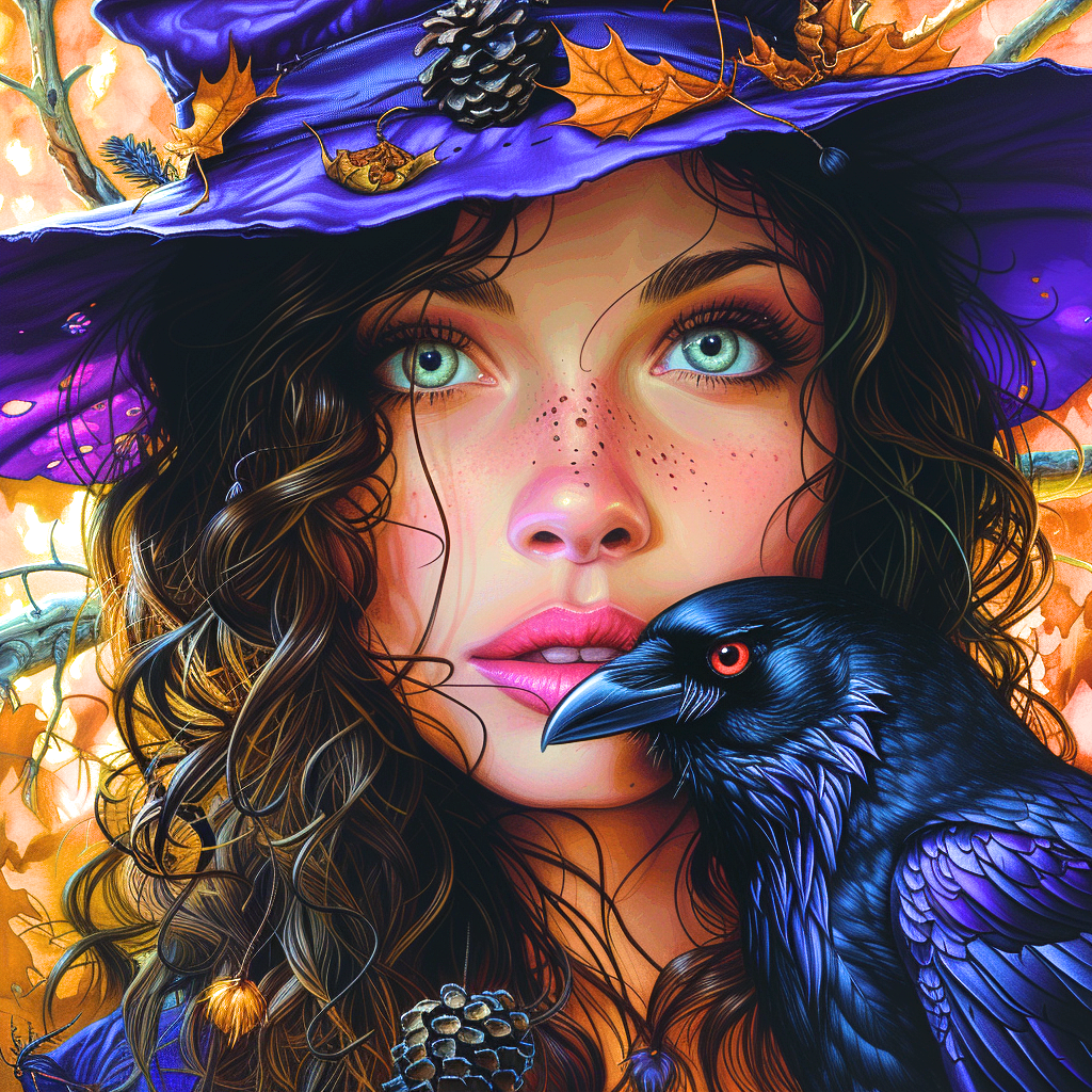 Purple Hat Girl and Raven Diamond Art Kit