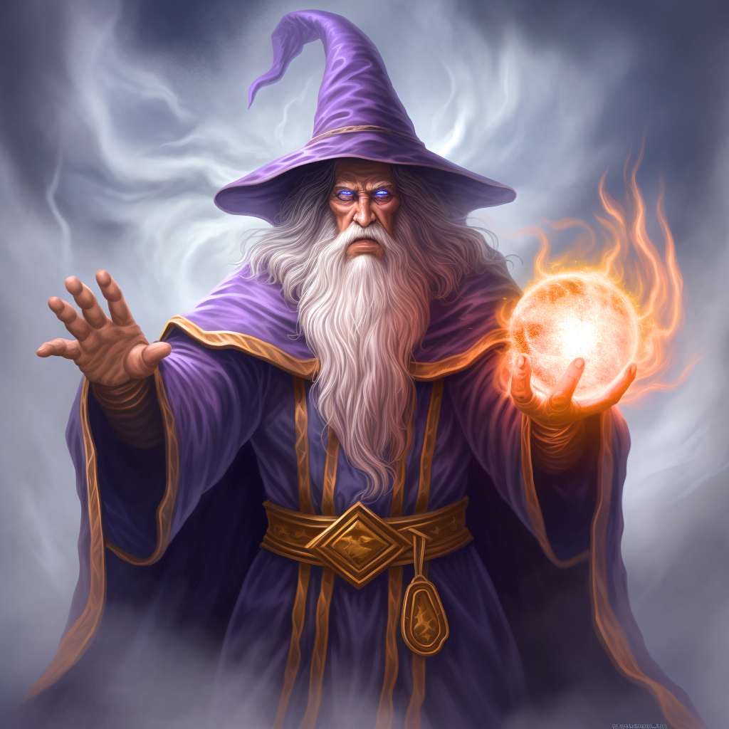 Purple Hat Wizard with a Fireball Diamond Art Kit