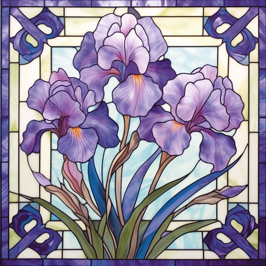 Purple Iris Design Abstract Diamond Art Kit