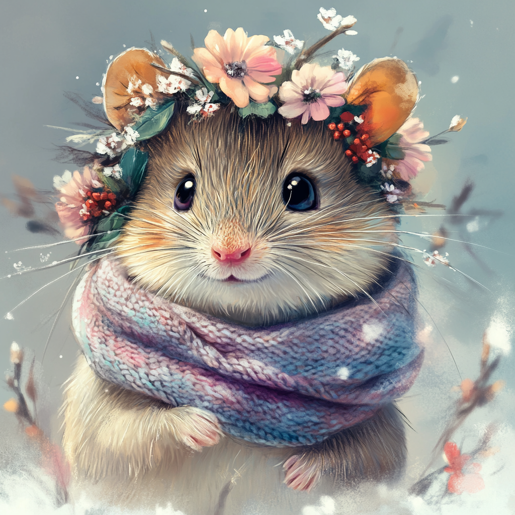 Purple and Pink Scarf Mouse Diamond Art Kit