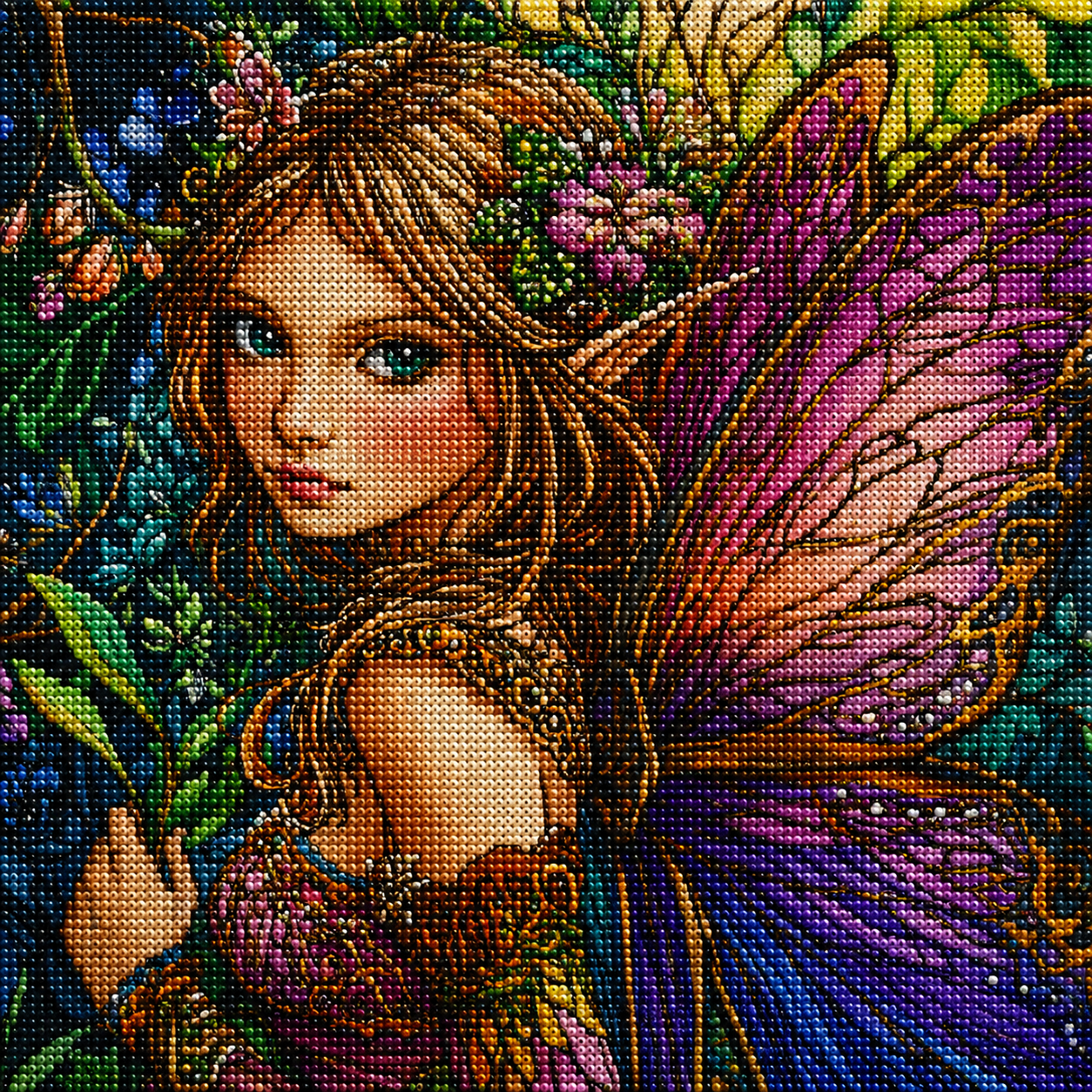 Purple And Pink Wing Fairy Girl Diamond Art Kit