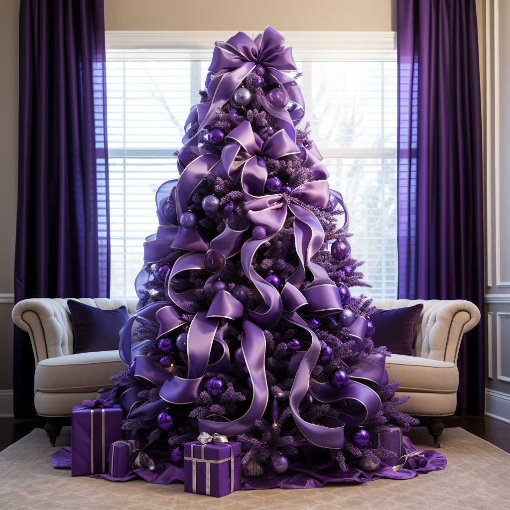 Purple Ribbon Christmas Tree Diamond Art Kit