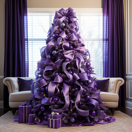 Purple Ribbon Christmas Tree Diamond Art Kit
