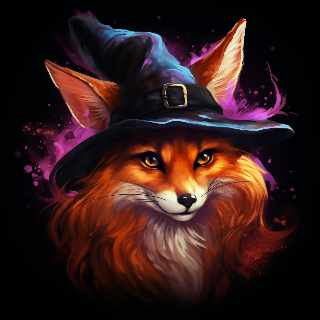 Purple Smoke Witch Hat Fox Diamond Art Kit