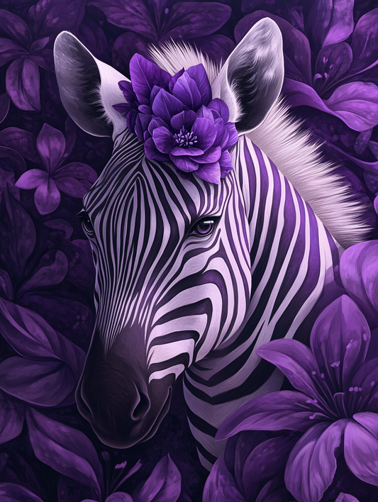Purple Striped Zebra Diamond Art Kit