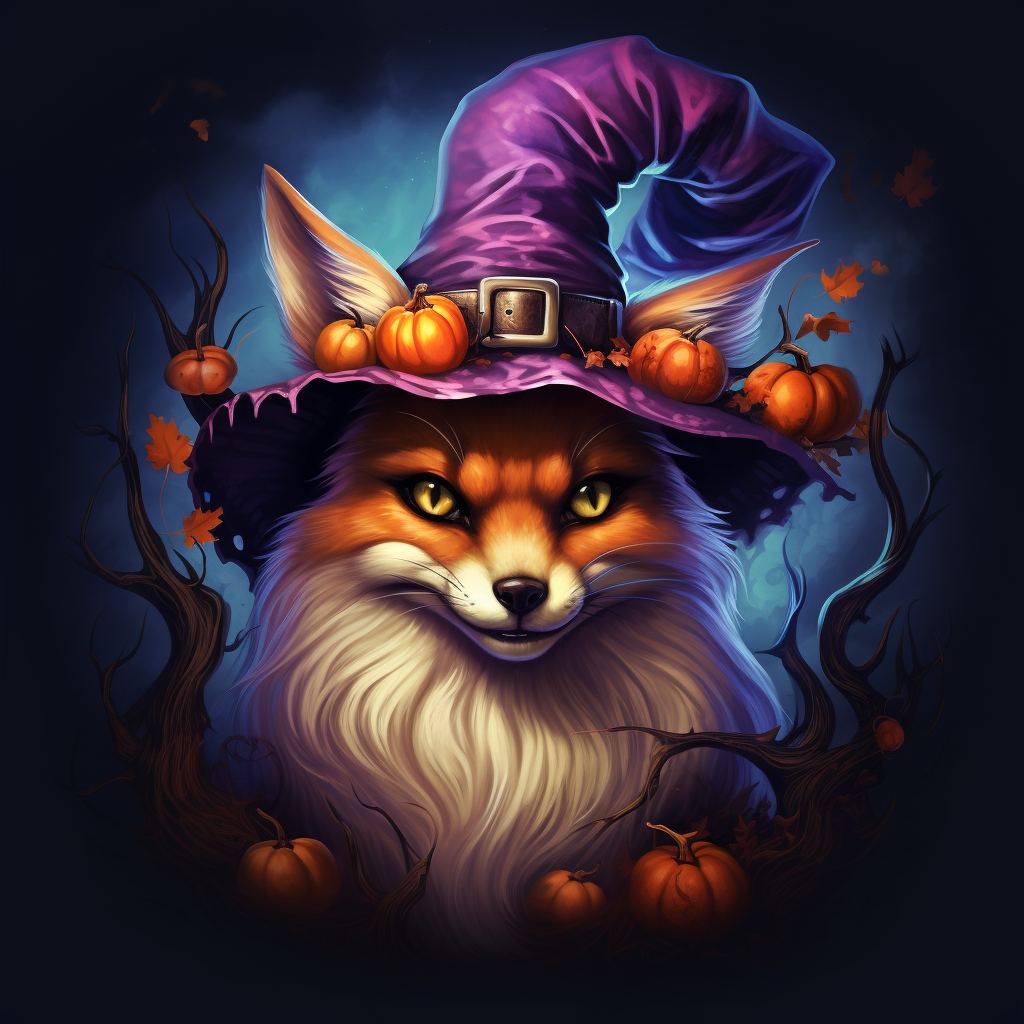 Purple Witch Hat Fox Diamond Art Kit