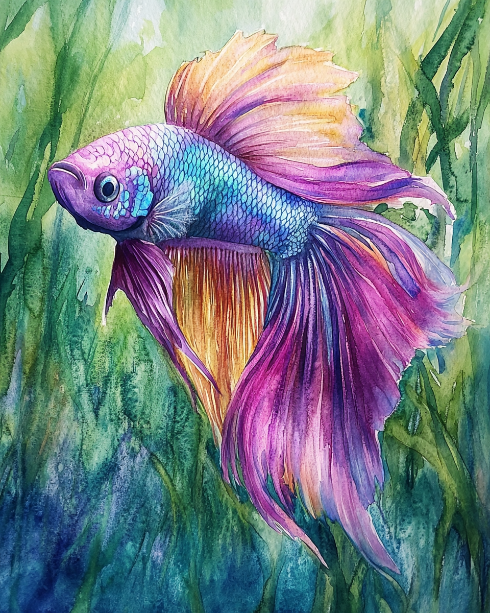 Purple and Yellow Betta Diamond Art Kit