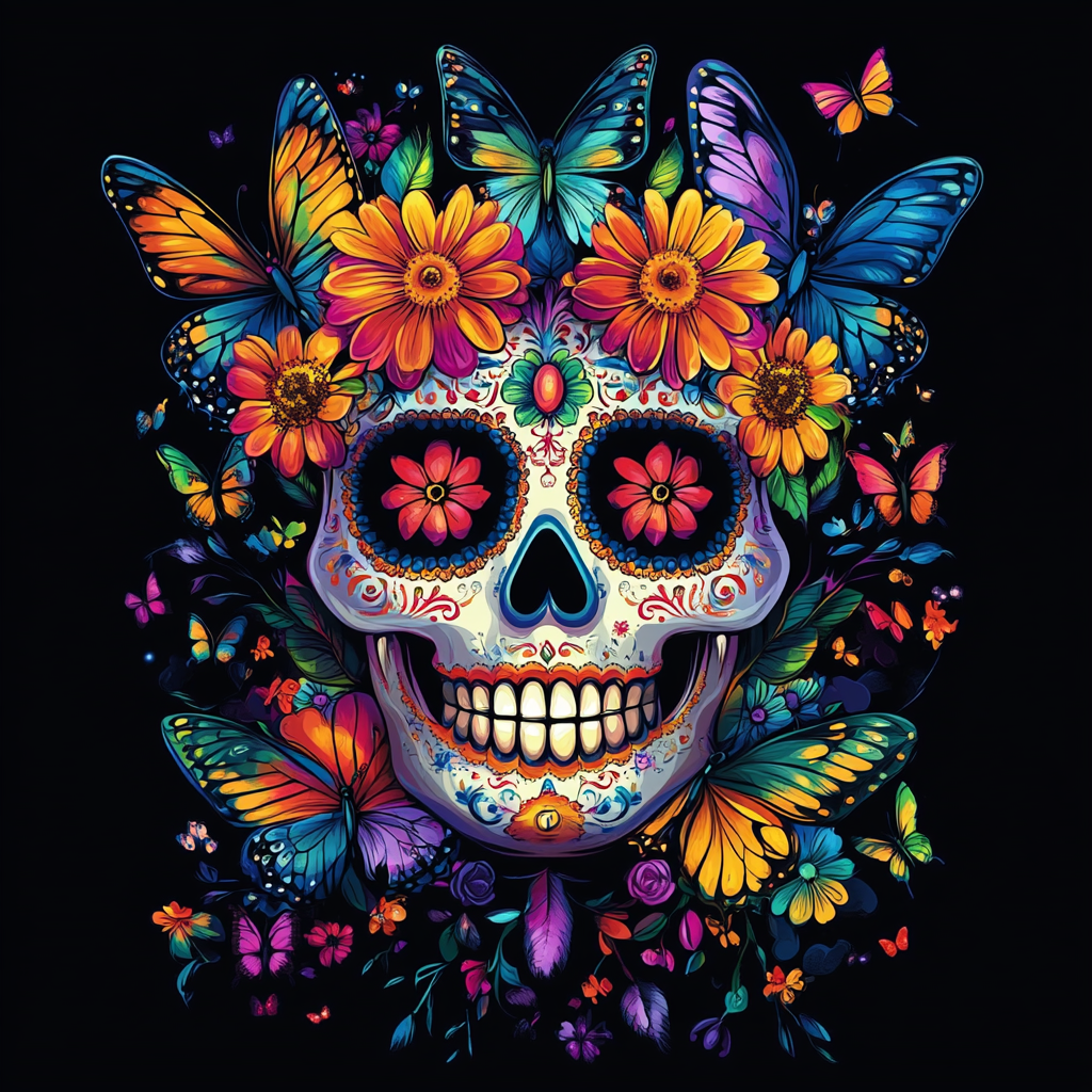 Rainbow Butterfly Skull Diamond Art Kit