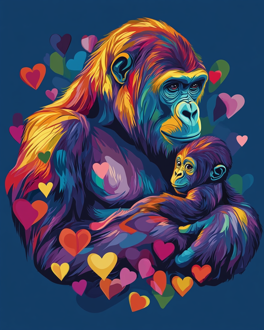 Rainbow Gorillas and Hearts Diamond Art Kit
