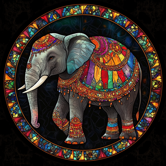 Rainbow Jhul Elephant Circle Diamond Art Kit