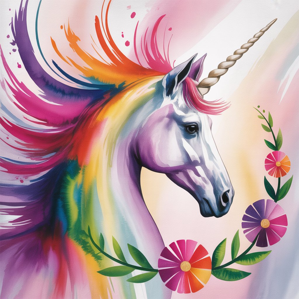Rainbow Mane Watercolor Unicorn Diamond Art Kit
