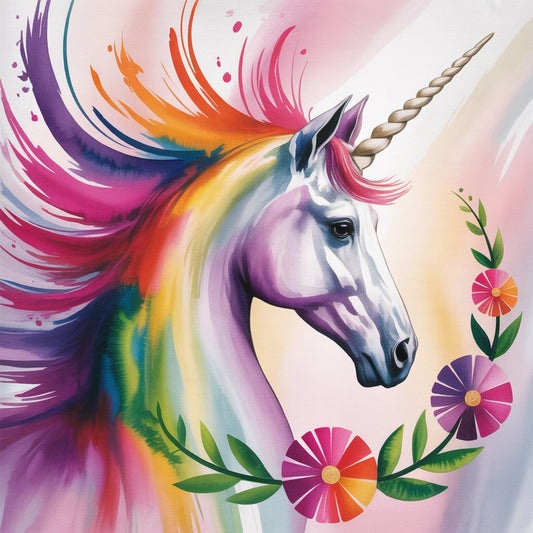Rainbow Mane Watercolor Unicorn Diamond Art Kit
