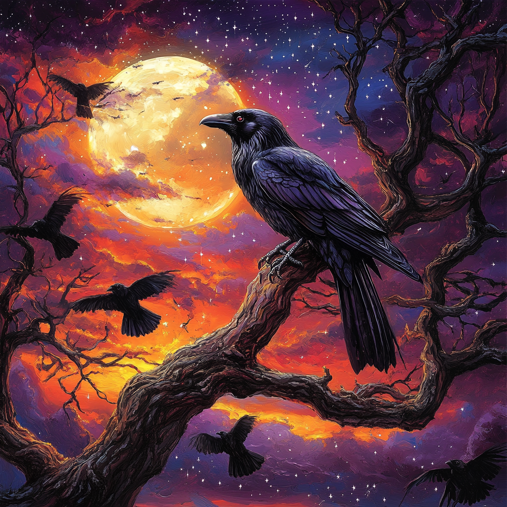Ravens in the Moon Light Diamond Art Kit