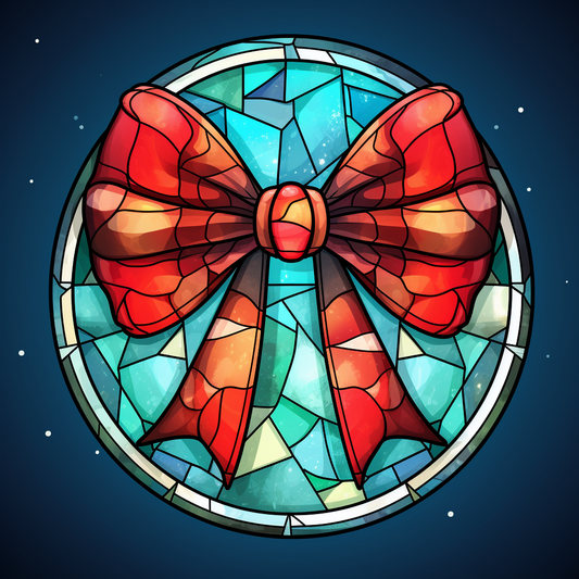 Red Abstract Christmas Bow Diamond Art Kit