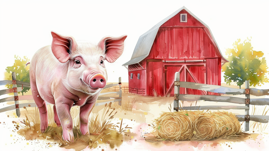 Red Barn and Pig Diamond Art Kit