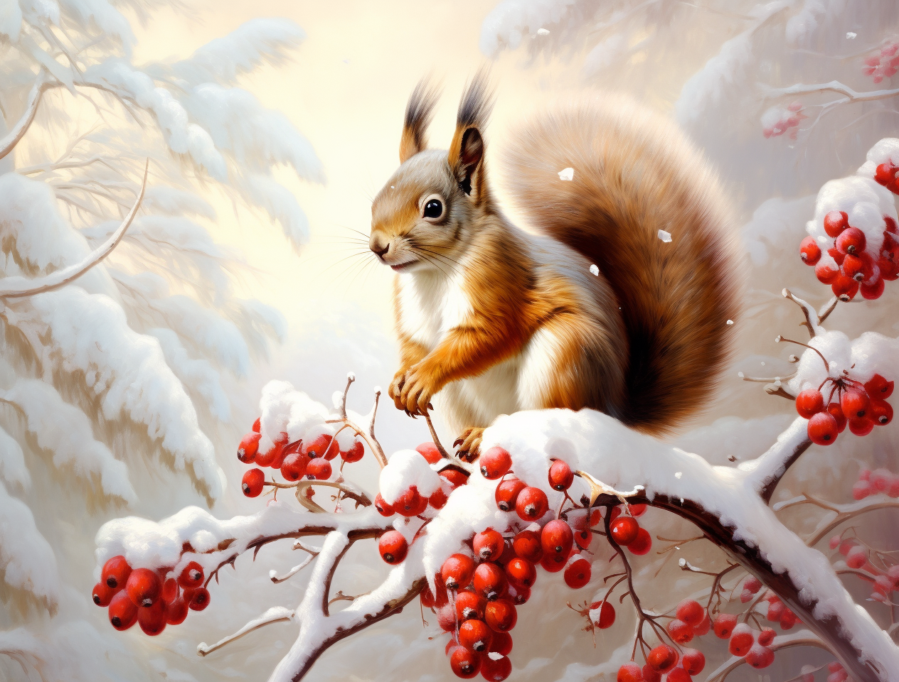 Red Berry Snow Squirrel Diamond Art Kit