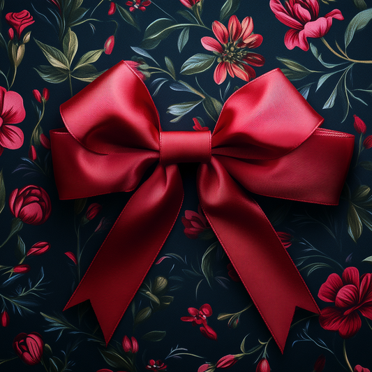 Red Bow and Flowers Diamond Art Kit