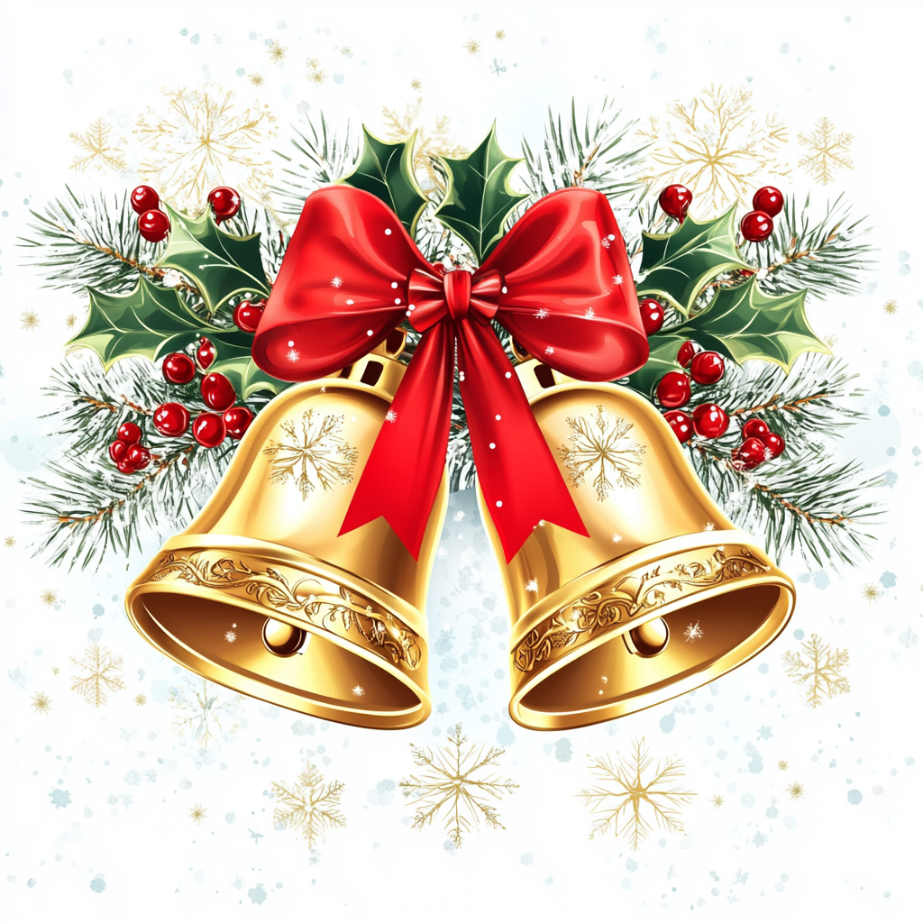 Red Bow and Gold Bells Diamond Art Kit