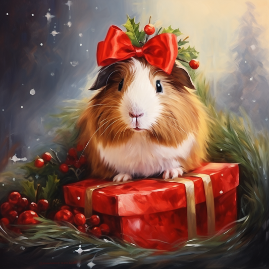 Red Bow Guinea Pig Diamond Art Kit