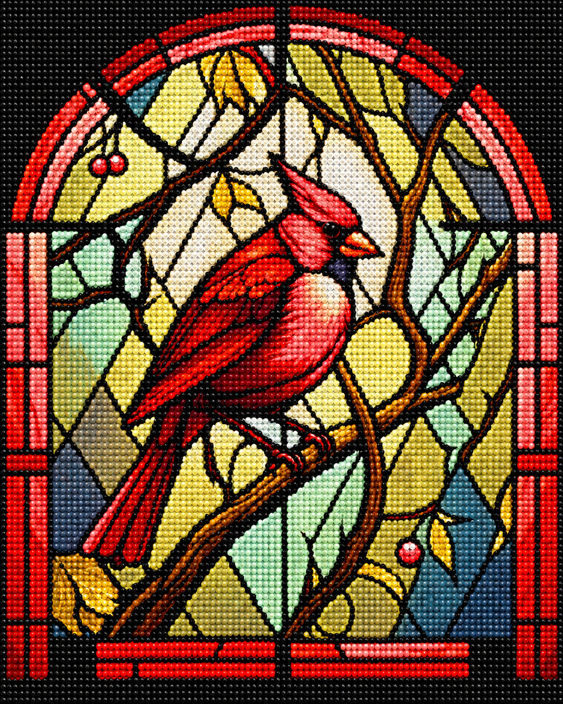 Red Cardinal Abstract Panel Diamond Art Kit
