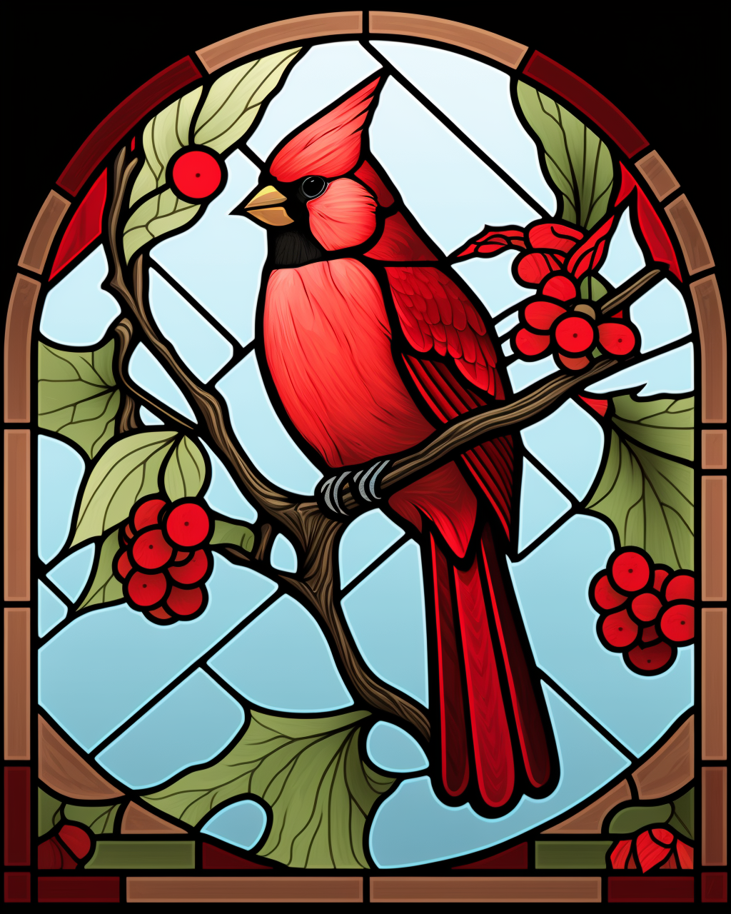 Red Cardinal and Berries Panel Diamond Art Kit