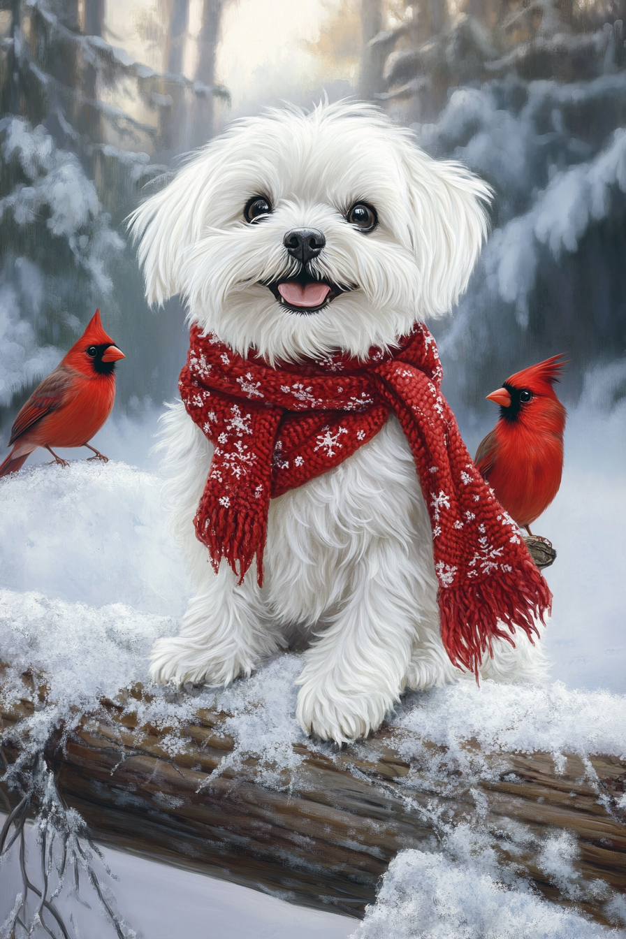 Red Cardinal and Maltese Diamond Art Kit
