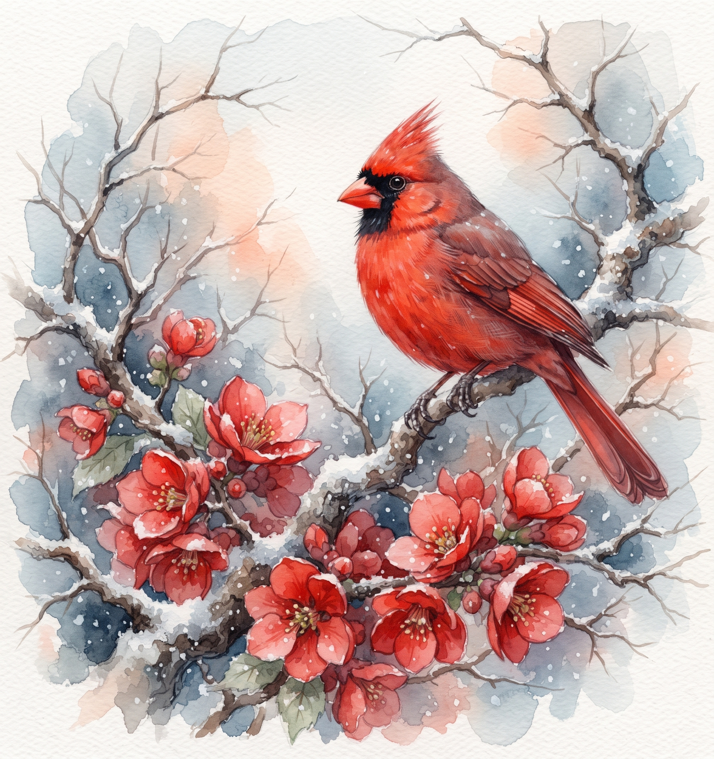 Red Flower Cardinal Diamond Art Kit