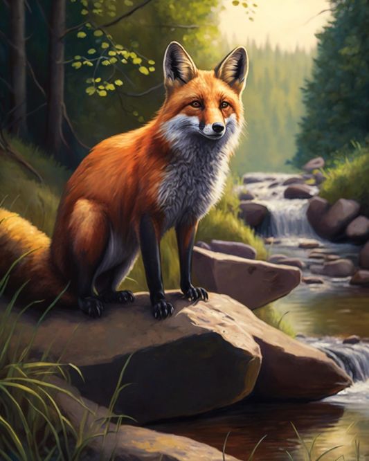 Red Fox by the Stream Diamond Art Kit