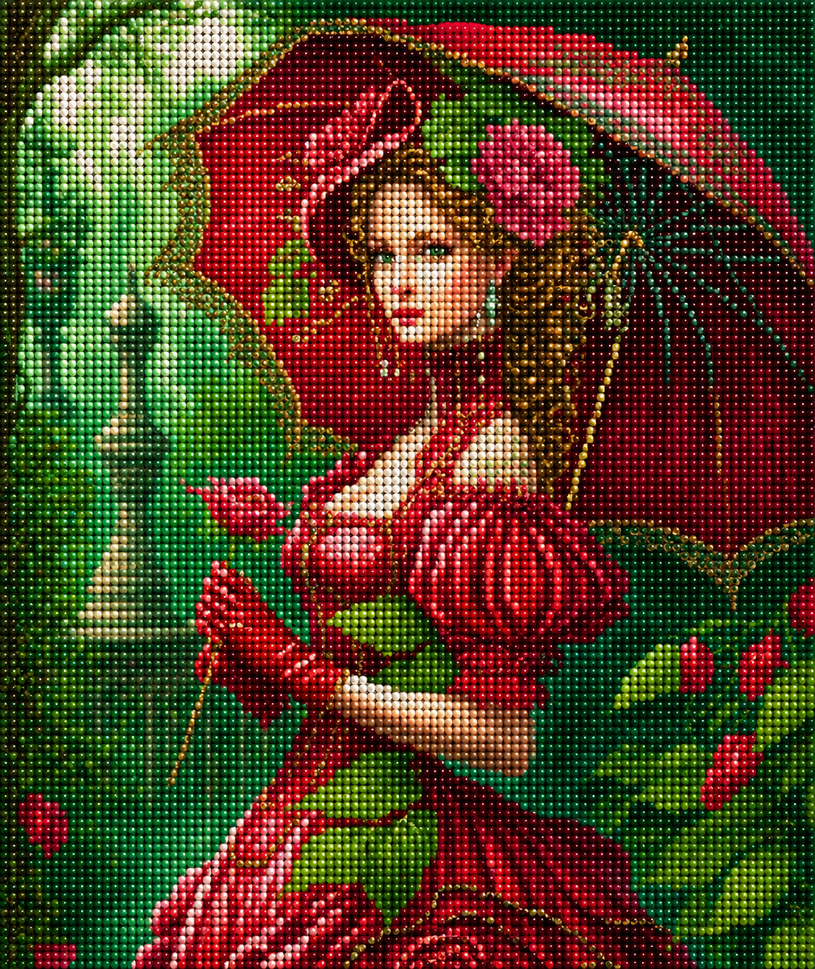 Red Glove Red Rose Woman Diamond Art Kit — diamond art kit canvas