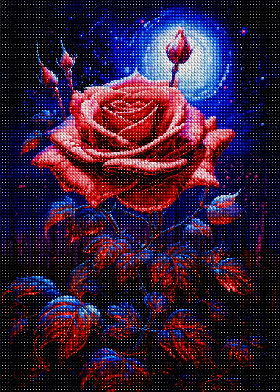 Red Glow Leaf Rose Diamond Art Kit — diamond art kit canvas
