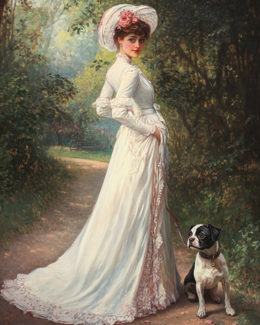 Red Hair Girl and Dog Diamond Art Kit