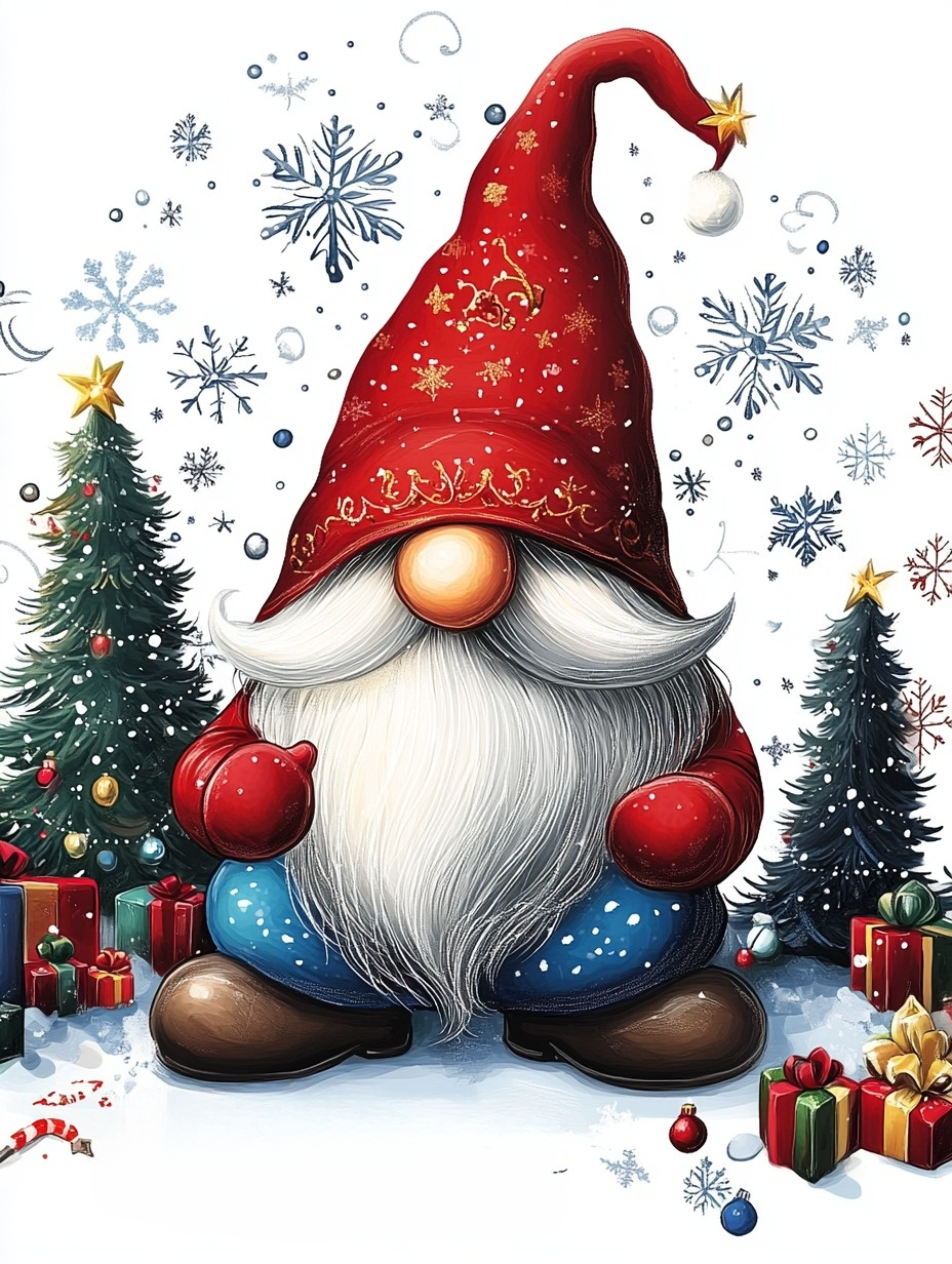 Red Hat Christmas Gnome Diamond Art Kit