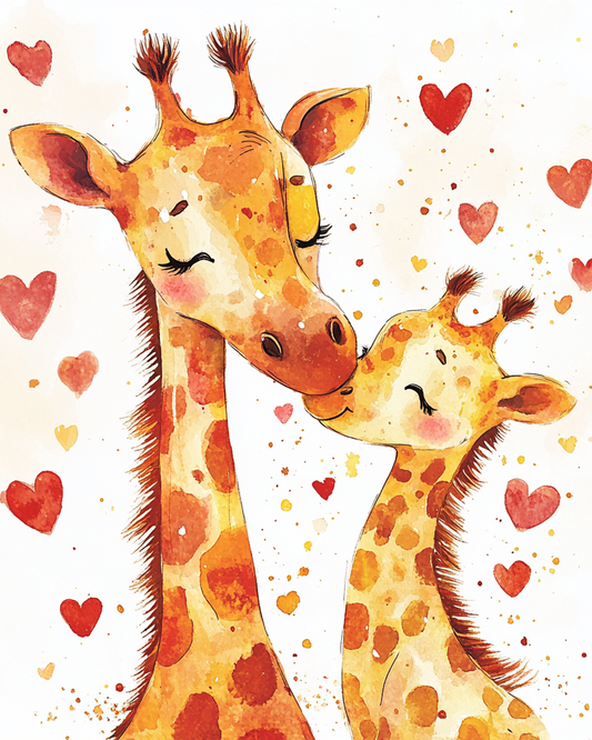 Red Hearts Giraffes Diamond Art Kit