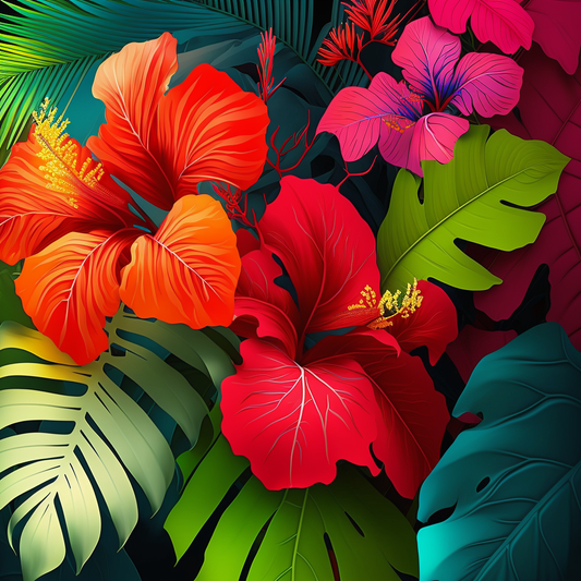 Red Hibiscus Diamond Art Kit