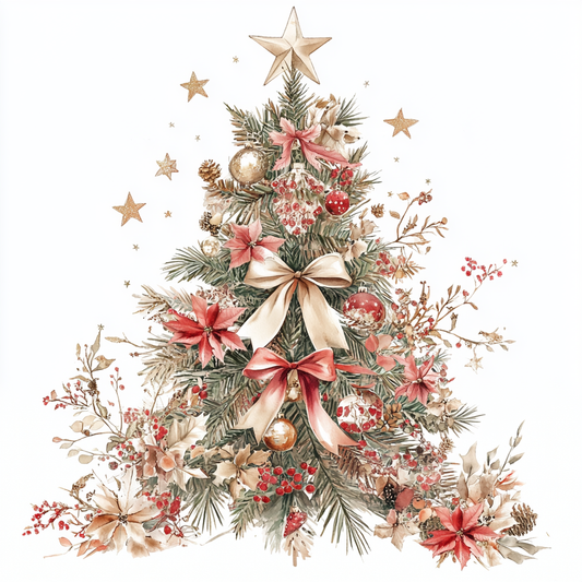 Red Ivory Bow Christmas Tree Diamond Art Kit