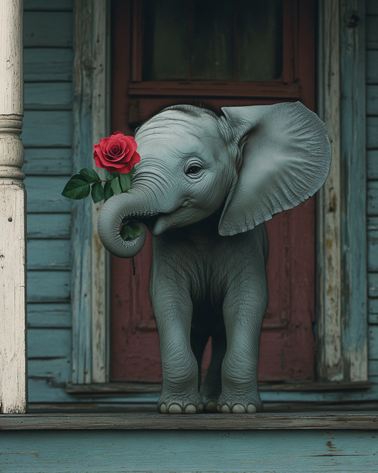 Red Rose Doorway Elephant Diamond Art Kit