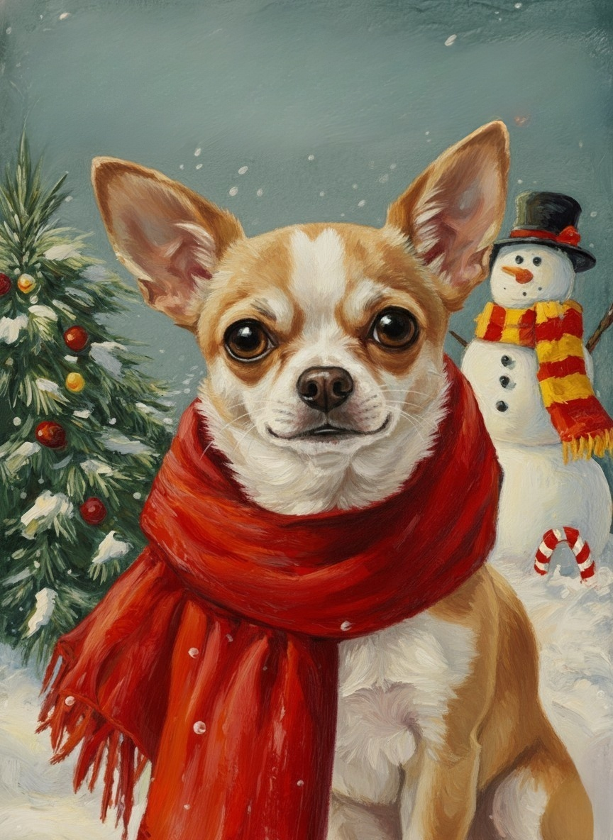 Red Scarf Short Haired Chihuahua Diamond Art Kit