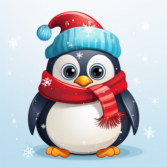 Red Scarf Penguin Diamond Art Kit