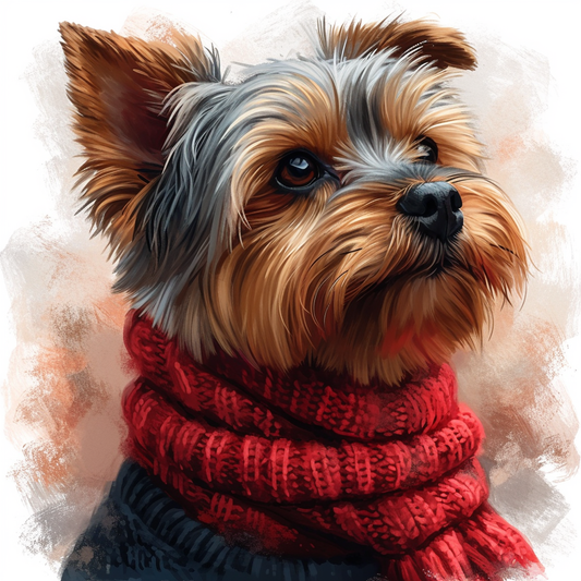 Red Scarf Yorkie Diamond Art Kit