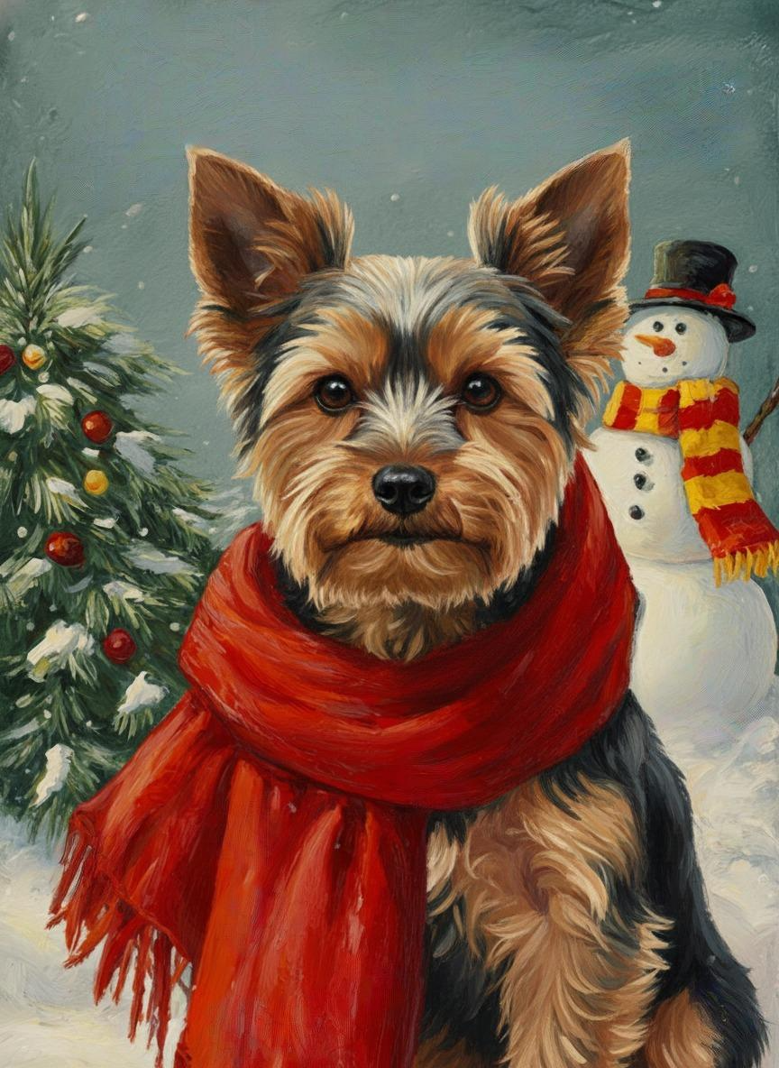 Red Scarf Yorkshire Terrier Diamond Art Kit