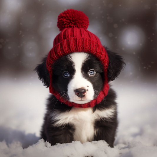 Red Snow Cap Puppy Diamond Art Kit