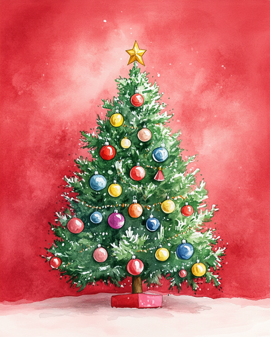 Red Stand Christmas Tree Diamond Art Kit